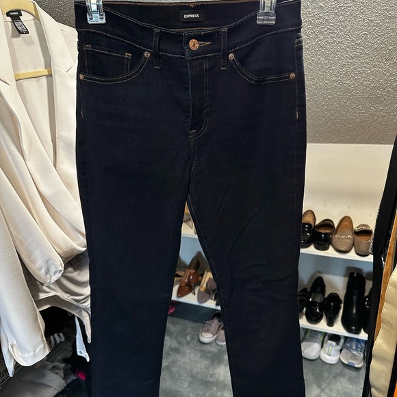 Express women’s 4S mid rise skyscraper jeans dark blue - Picture 1 of 3